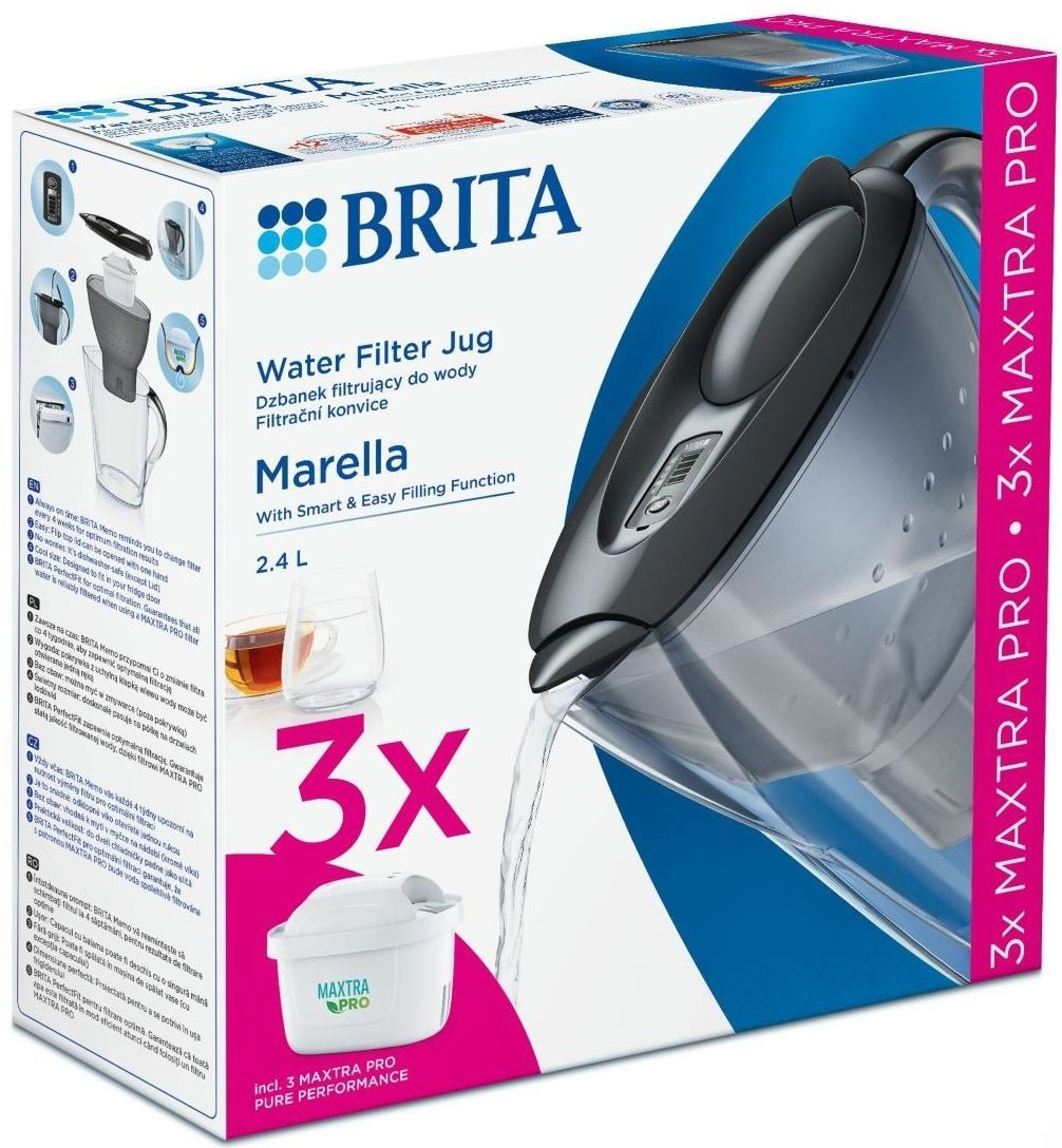 Фільтр-глечик Brita Marella Memo MXPro 2.4л (1.4л очищеної води) + 3 картриджі графіт (1052796)фото6