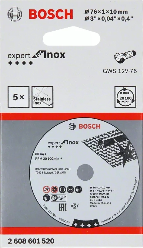 Диски отрезные Bosch Expert for Inox (5 ед), (2.608.601.520) фото 2