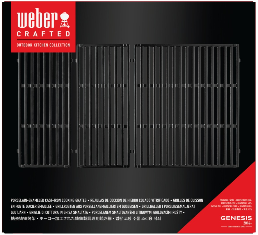 Фарфоровая эмалированная чугунная решетка Weber Crafted для гриля Genesis Series 400 черная (7854) фото 2