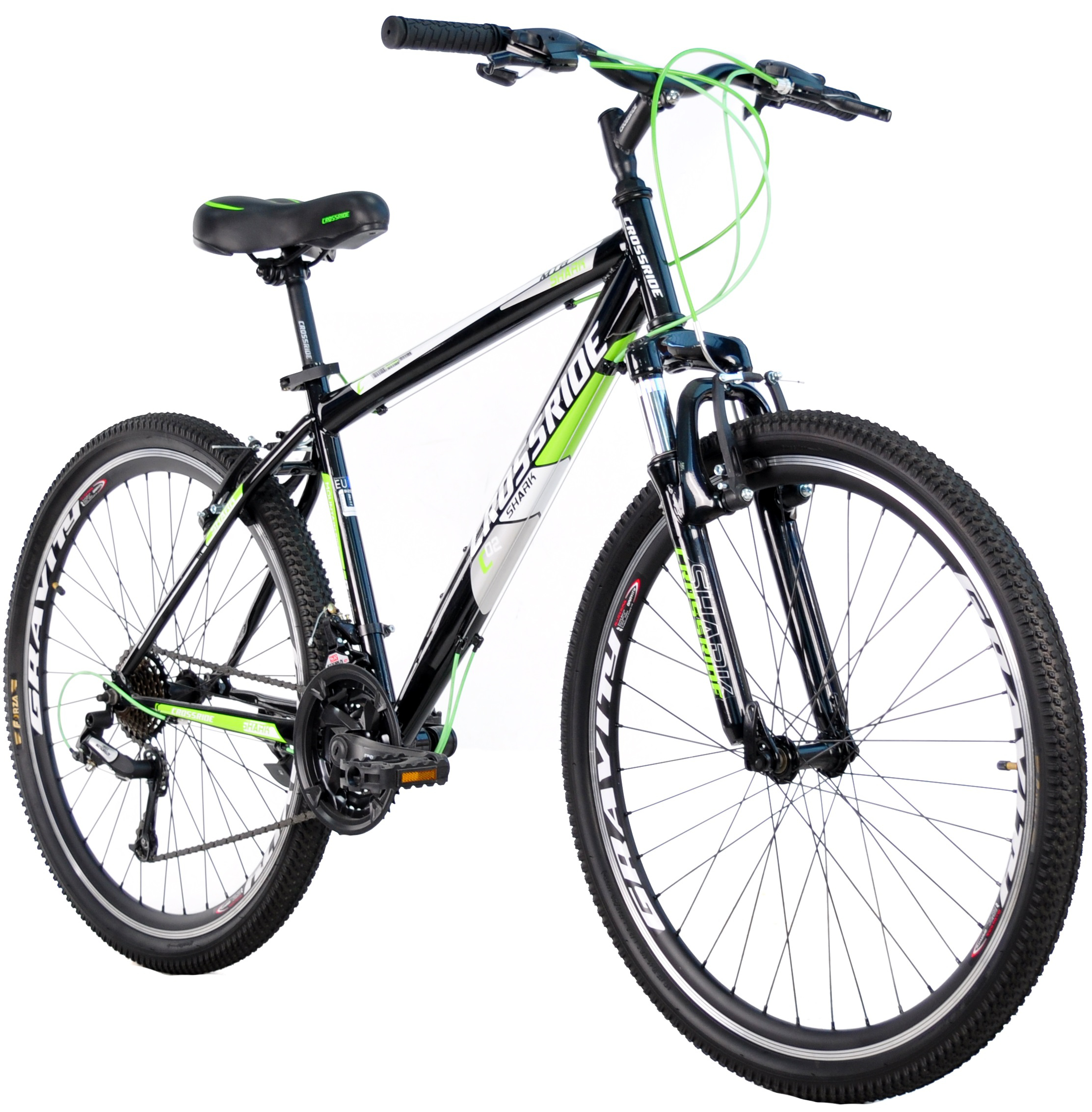 Велосипед CROSSRIDE 26" МТВ ST "SHARK", 15", Черно-Зелёный (0173-150-З) фото 2