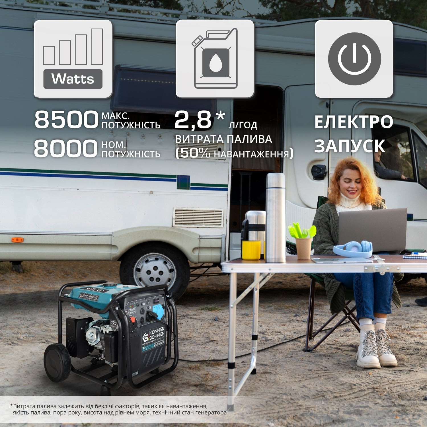 Генератор бензиновый инверторный Konner&Sohnen KS 8100iE ATSR, 230В, 8.5кВт (KS8100IEATSR) фото 2