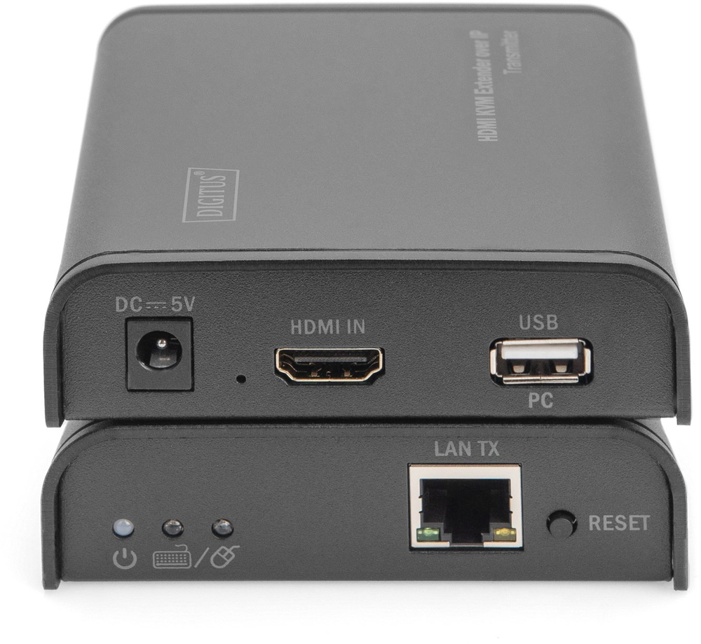 Удлинитель DIGITUS HDMI KVM по IP, комплект, Full HD, 1080p, через сетевой кабель (Cat 5, 5E, 6), 120м фото 