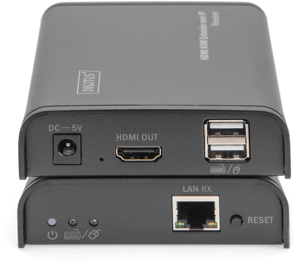 Удлинитель DIGITUS HDMI KVM по IP, комплект, Full HD, 1080p, через сетевой кабель (Cat 5, 5E, 6), 120м фото 
