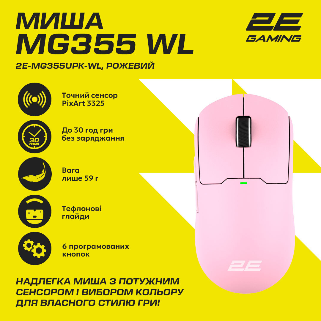 Ігрова миша 2E Gaming MG355 WL Pink (2E-MG355UPK-WL)фото8
