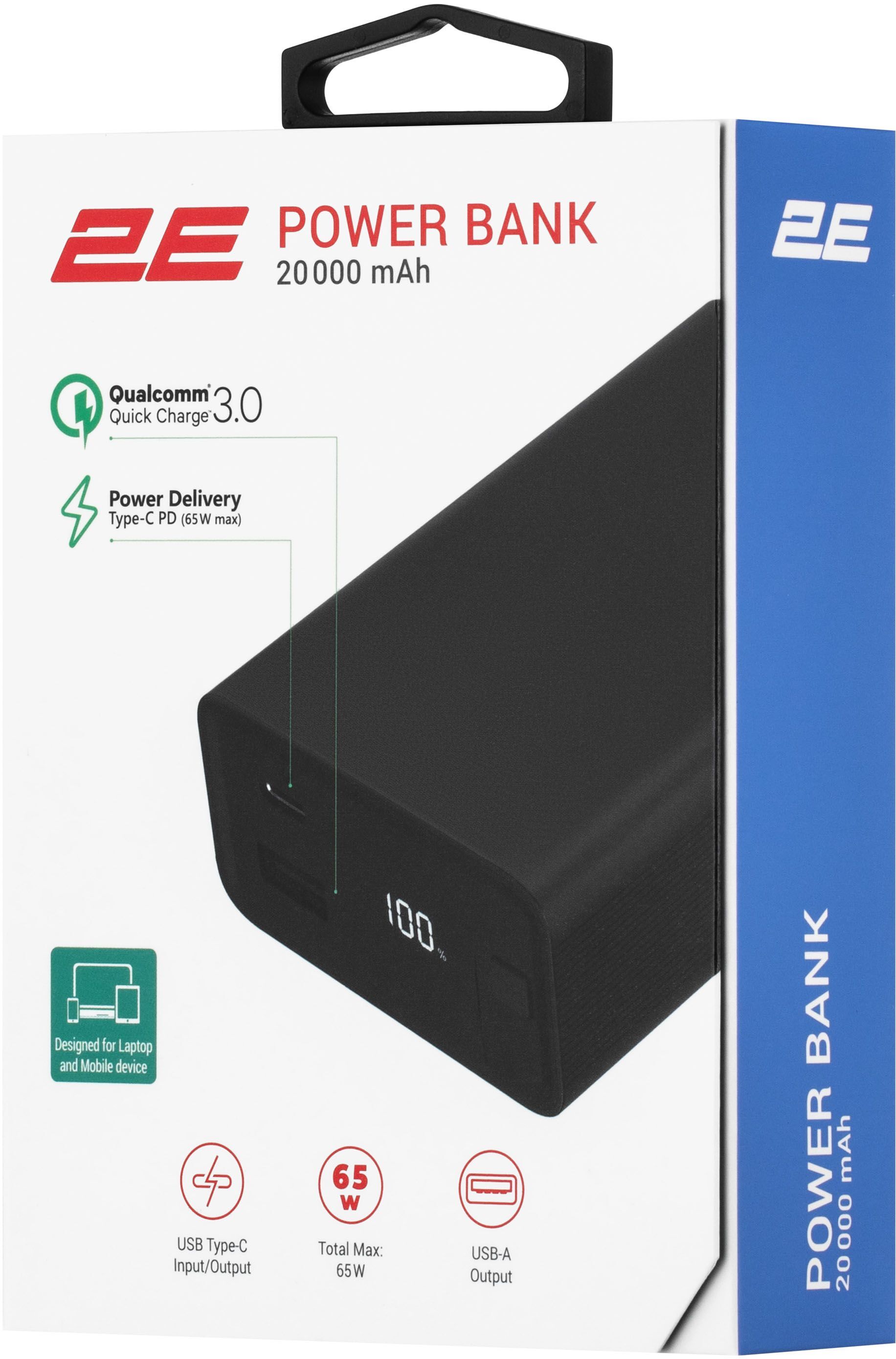 Портативный аккумулятор 2E 20000mAh 65W, PD, QC Black (2E-PB2014PD-BLACK) фото 7