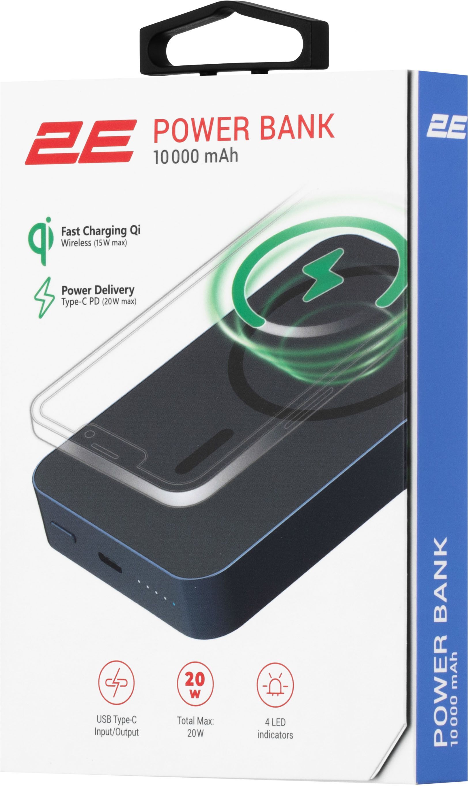 Портативний акумулятор Power Bank 2E Wireless QI 10000mAh 20Вт, PD Blue (2E-PB1046-BLUE)фото