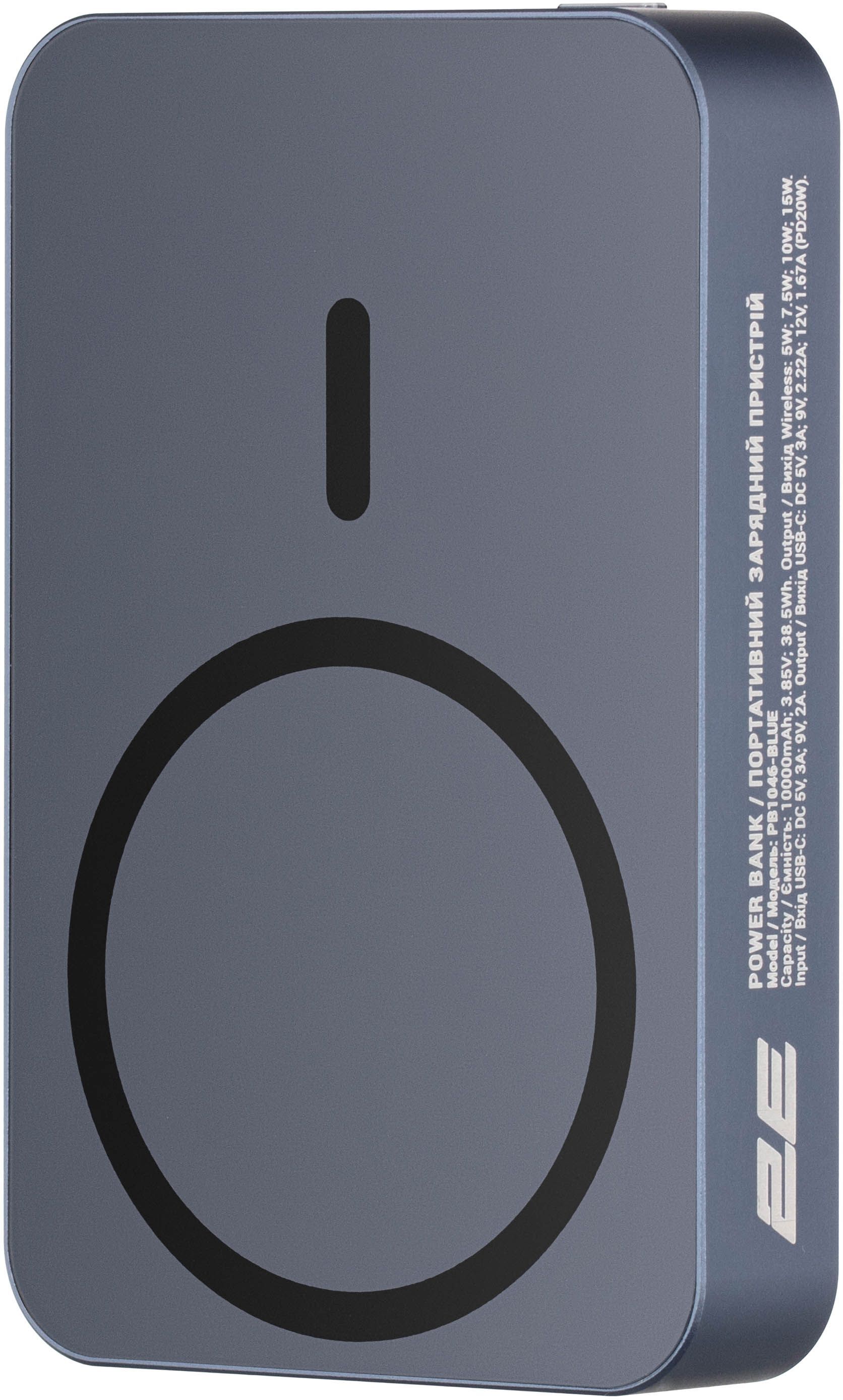 Портативний акумулятор Power Bank 2E Wireless QI 10000mAh 20Вт, PD Blue (2E-PB1046-BLUE)фото