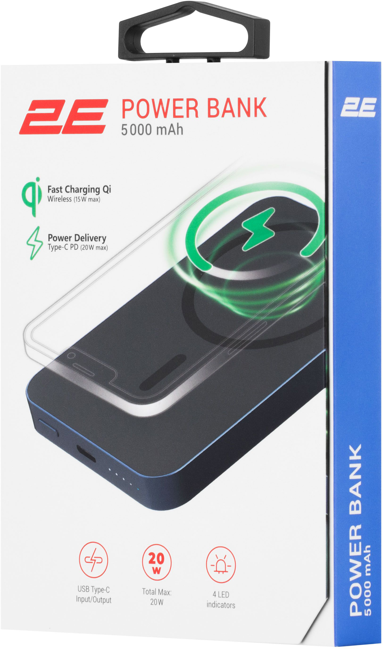 Портативний акумулятор Power Bank 2E Wireless QI 5000mAh 20Вт, PD Blue (2E-PB0545-BLUE)фото