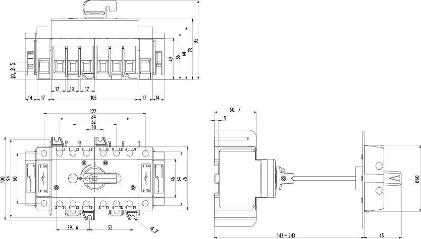 Перемикач навантаження ETI LAS 125 3р CO "1-0-2" (4663108)фото2