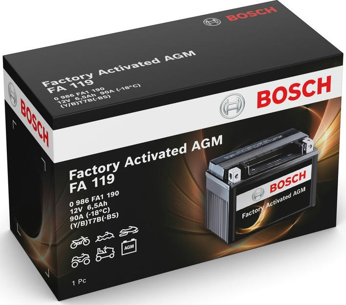 Аккумулятор AGM Bosch 6.5Ah-12v (FA119), L, EN90 (0986FA1190) (52371436521) фото 5