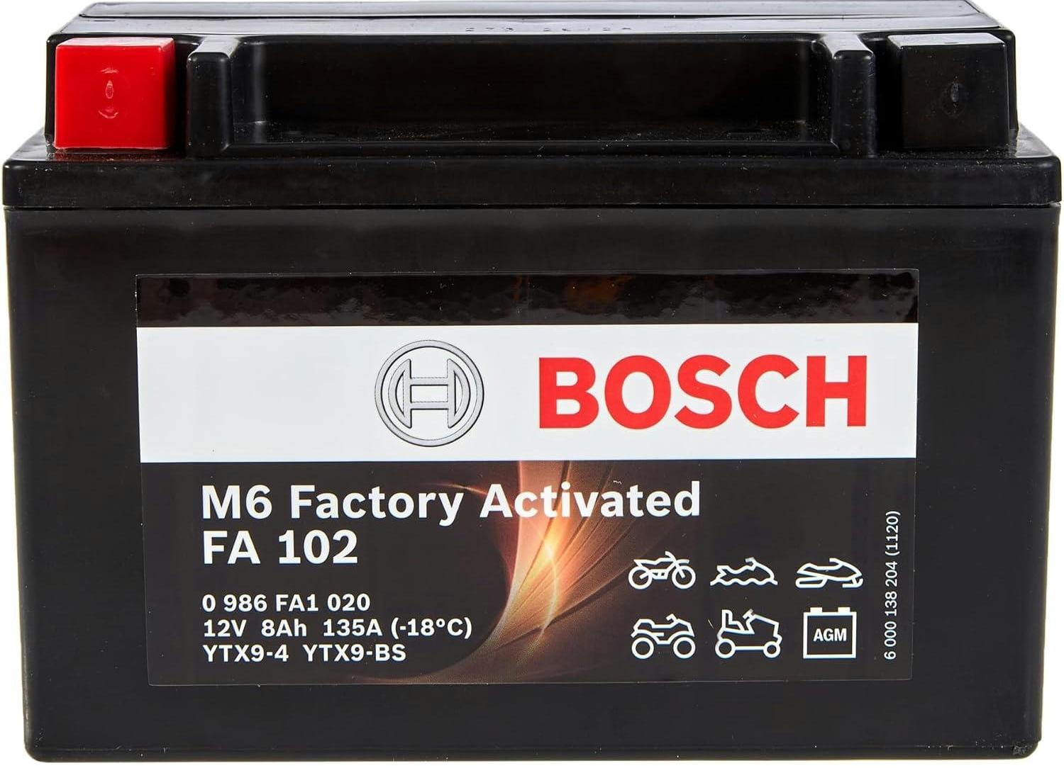 Аккумулятор AGM Bosch 8Ah-12v (FA102), L, EN120 (0986FA1020) (52371436553) фото 2