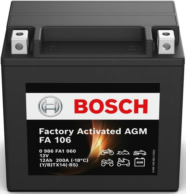 Аккумулятор AGM Bosch 12Ah-12v (FA106), L, EN200 (0986FA1060) (52371436684) фото 3
