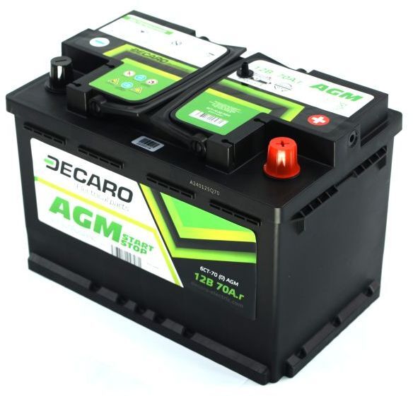 Акумулятор автомобільний Decaro AGM Start-Stop 70Ah-12v, R, EN760 (6СТ-70 (0) AGM) (52371424607)фото