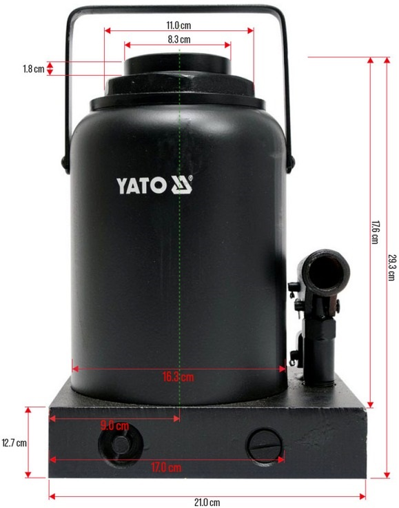 Домкрат Yato гидравлический бутылочный 50т 300-480мм (YT-17009) (49051159187) фото 4