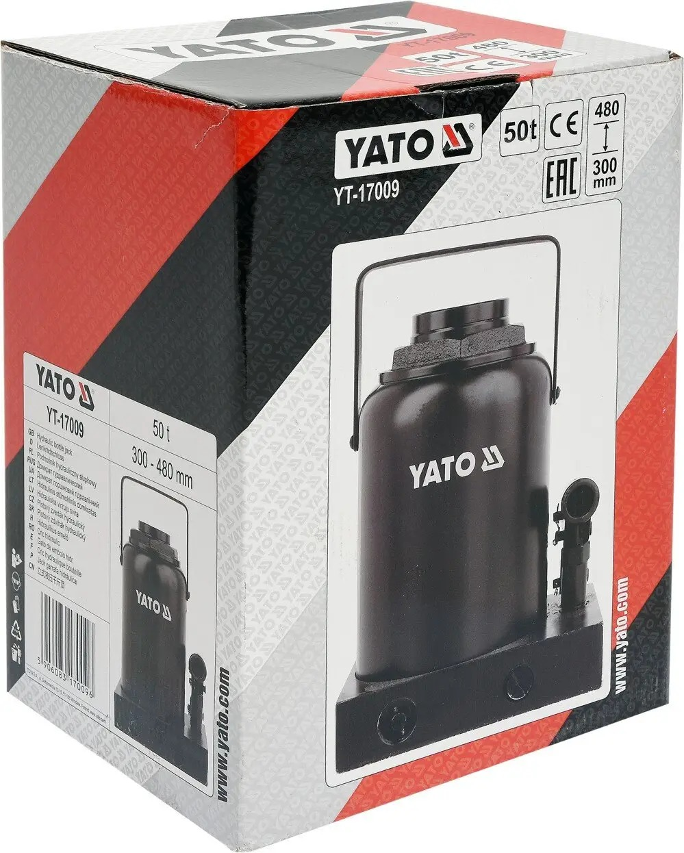 Домкрат Yato гидравлический бутылочный 50т 300-480мм (YT-17009) (49051159187) фото 3
