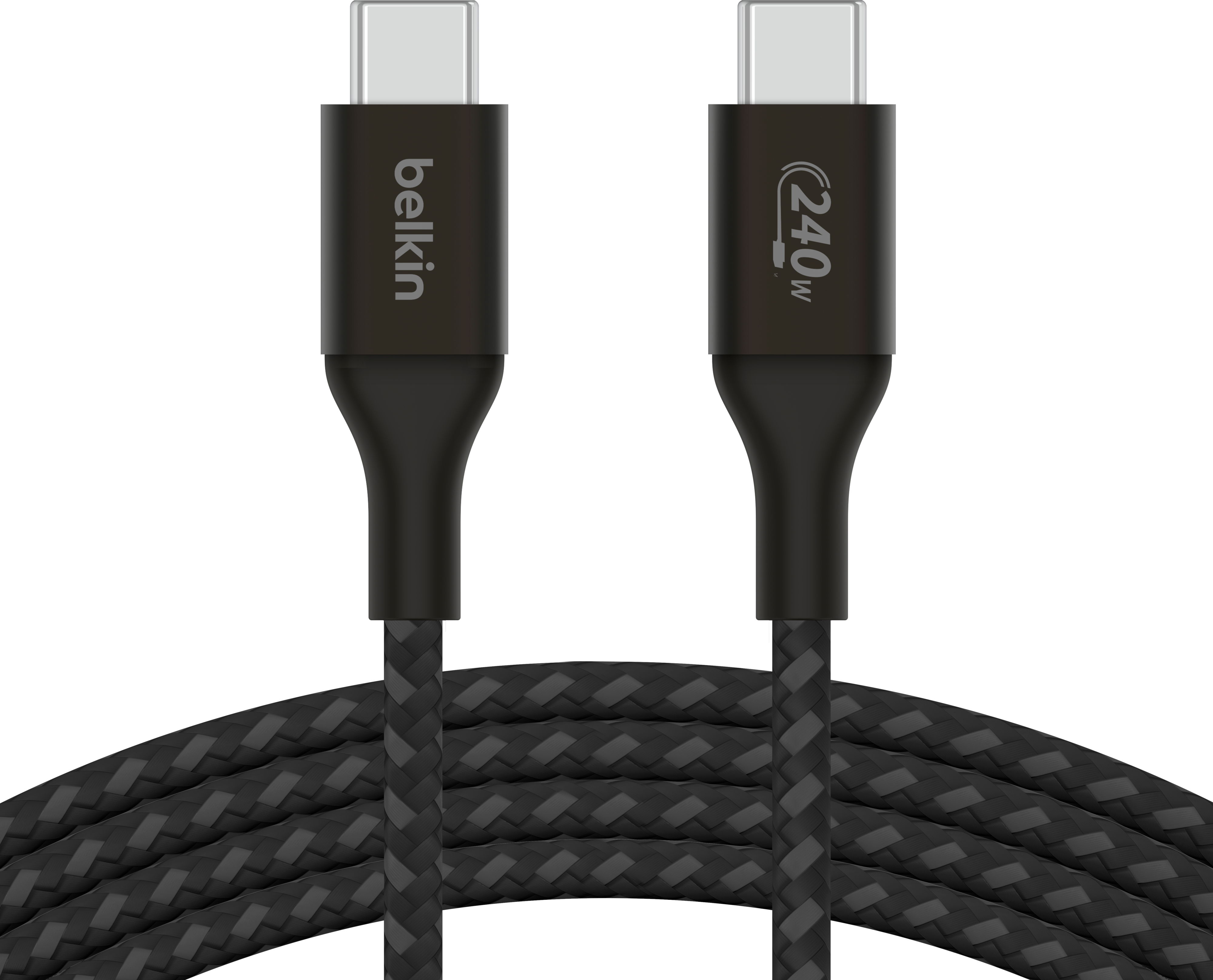 Кабель Belkin USB-С-USB-С braided, 240Вт, 1м, Black (CAB015BT1MBK)фото2