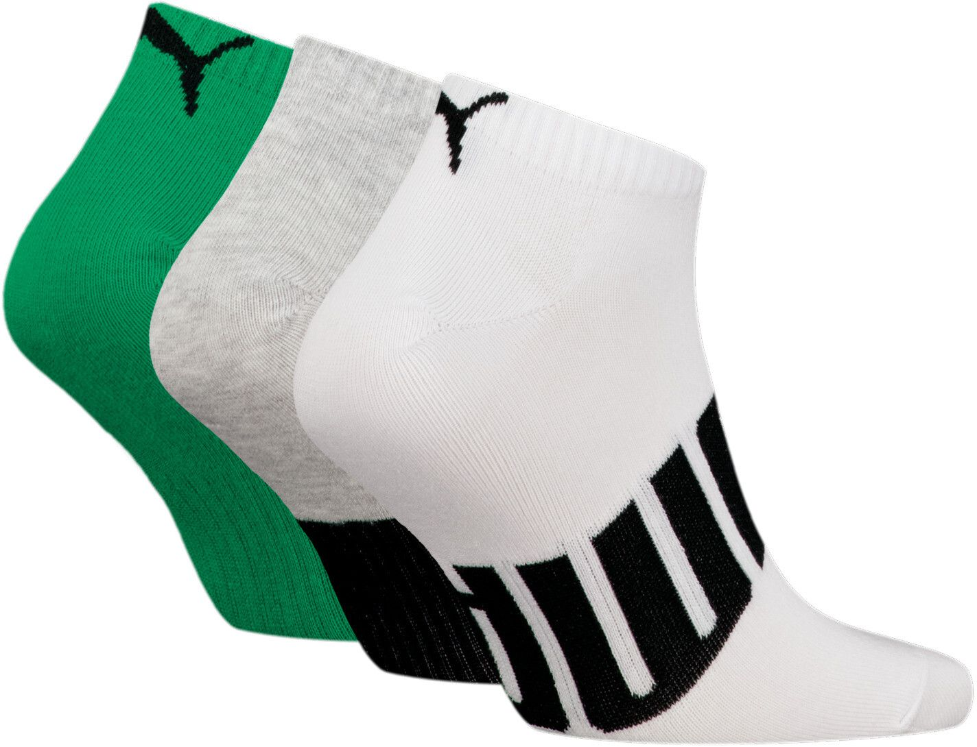Носки Puma Unisex Big Logo Sneaker 3P 39-42 3 пары белые, серые, зеленые фото 2