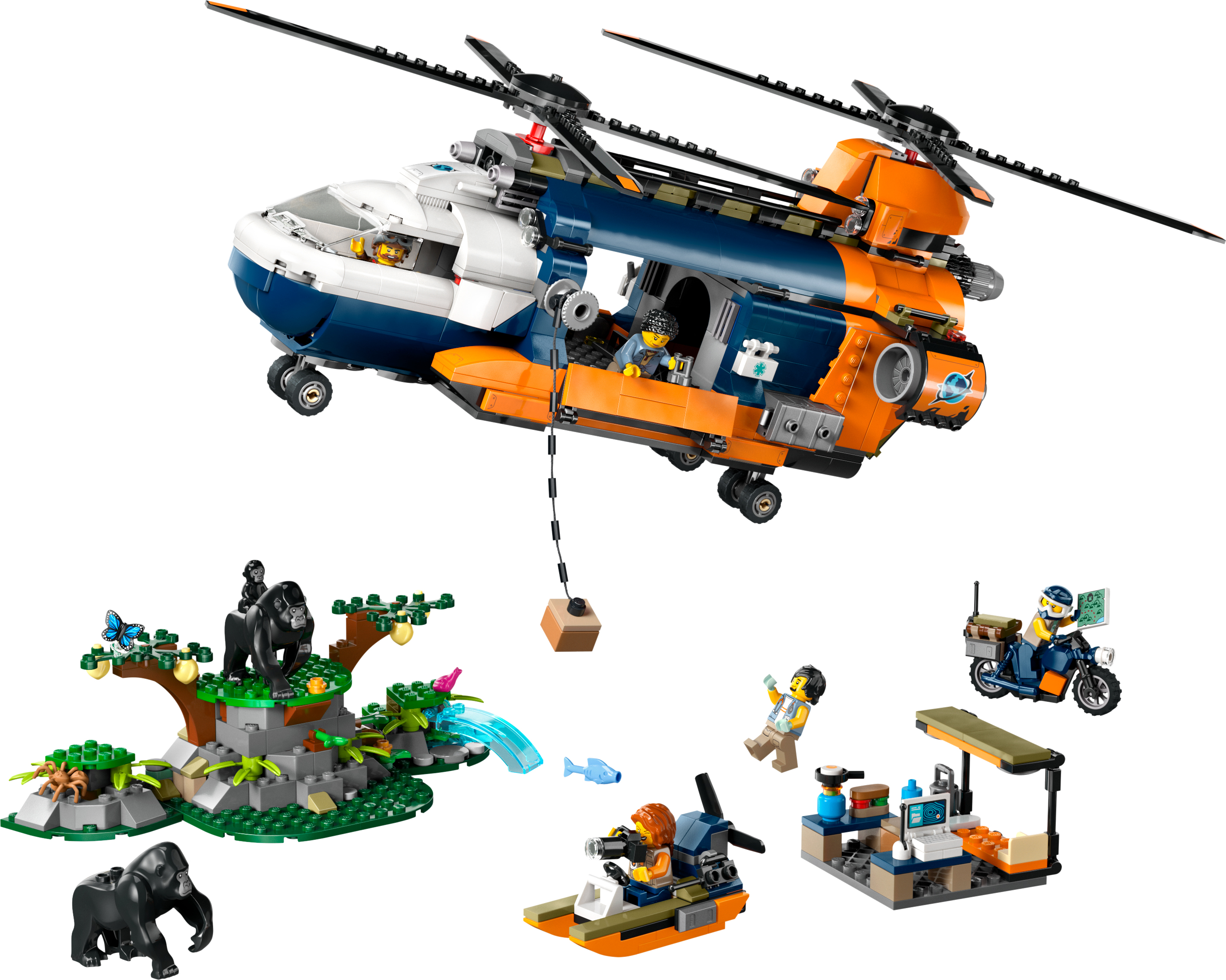 Конструктор LEGO City Вертолот в базовом лагере для иследования джунглей 60437 фото 4