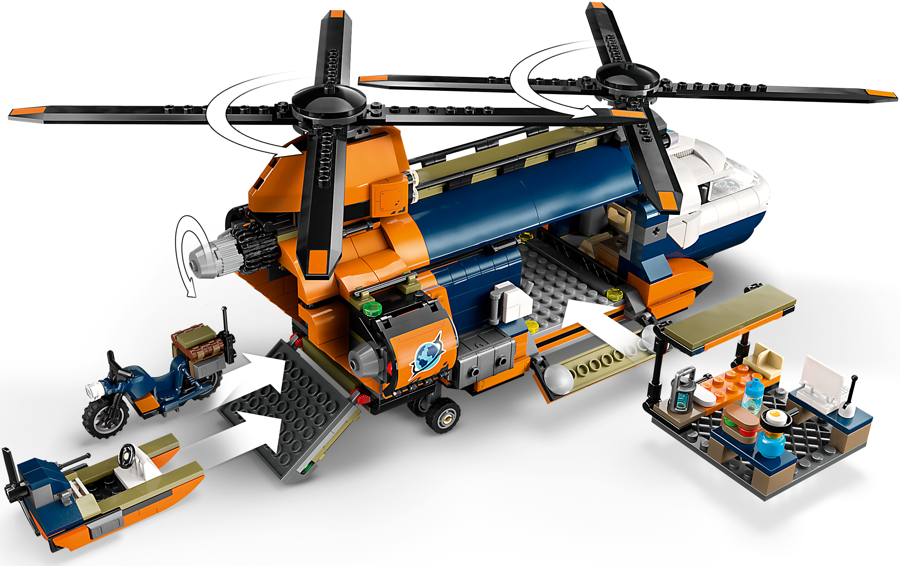 Конструктор LEGO City Вертолот в базовом лагере для иследования джунглей 60437 фото 6