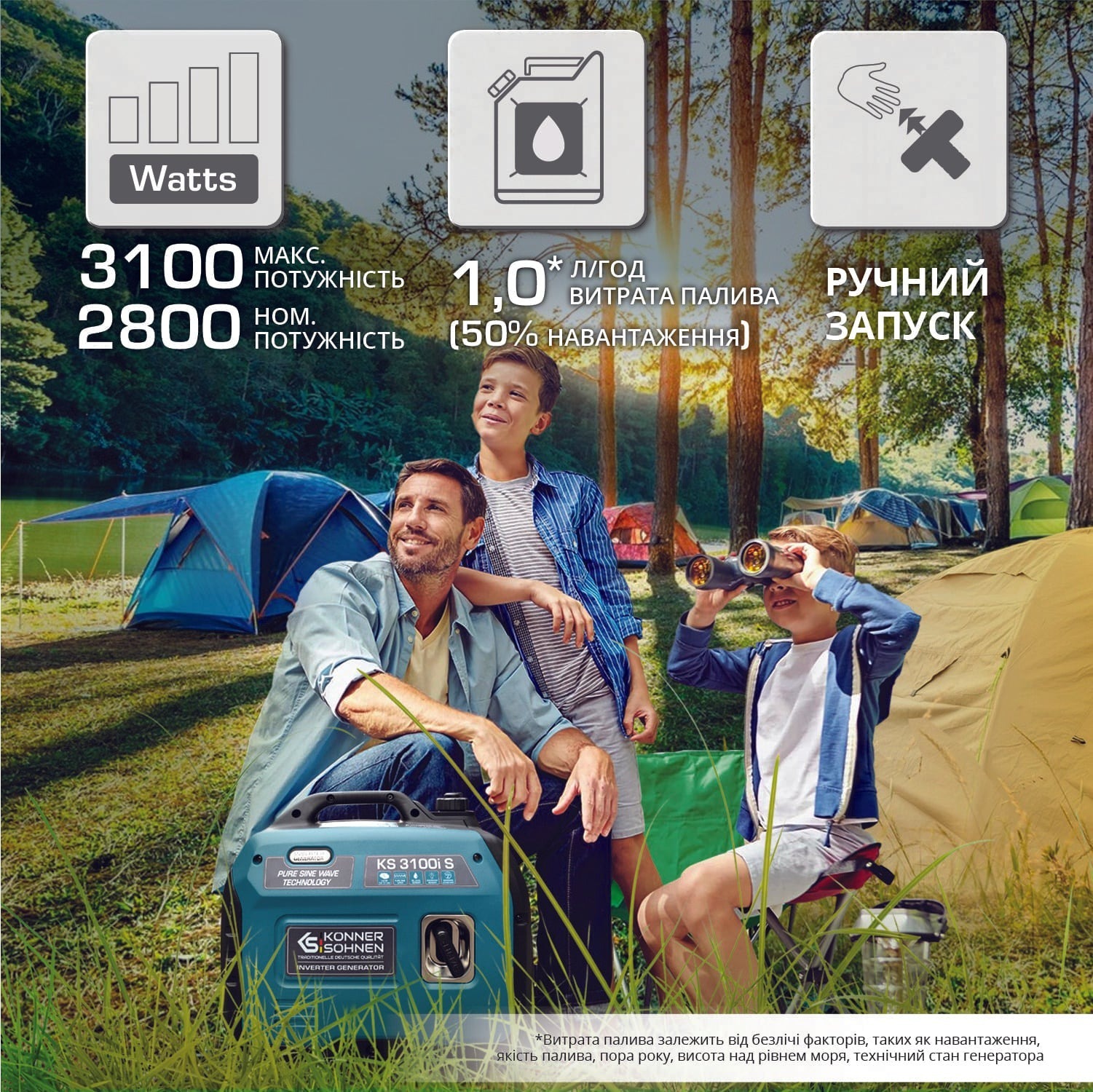 Генератор бензиновий інверторний Konner&amp;Sohnen KS 3100i S 3.1кВт (KS3100IS)фото