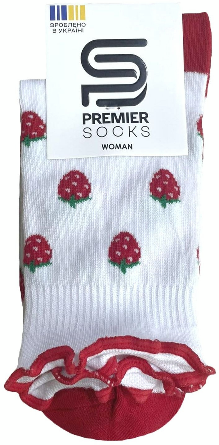 Носки женские Premier Socks 36-40 1 пара белые с принтом Клубника (4820163318660) фото 2