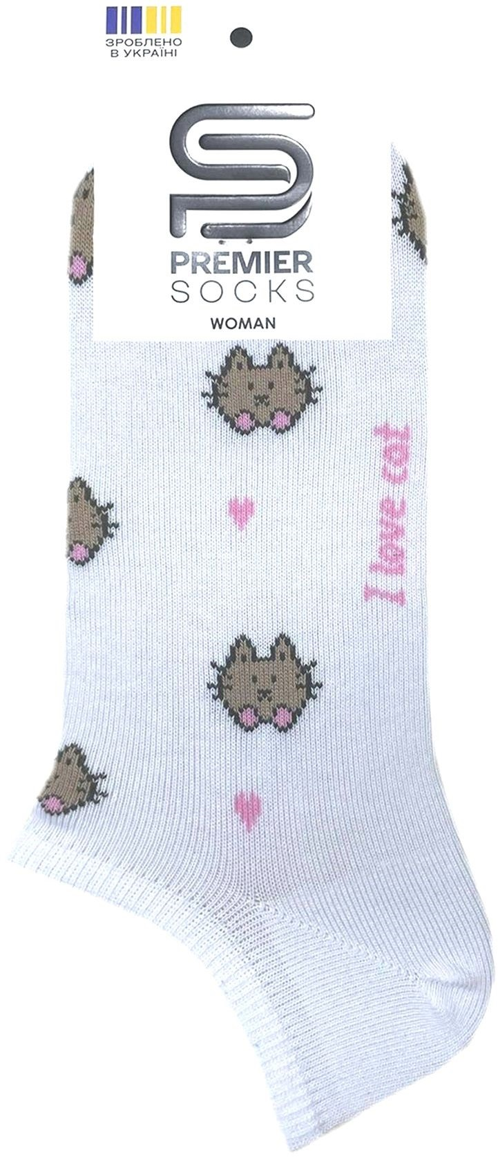 Носки женские Premier Socks 36-40 1 пара белые с принтом Коты (4820163318875) фото 2