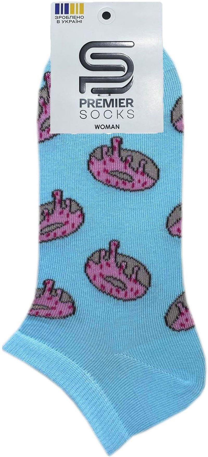 Носки женские Premier Socks 36-40 1 пара голубые с принтом Пончики (4820163318905)фото2