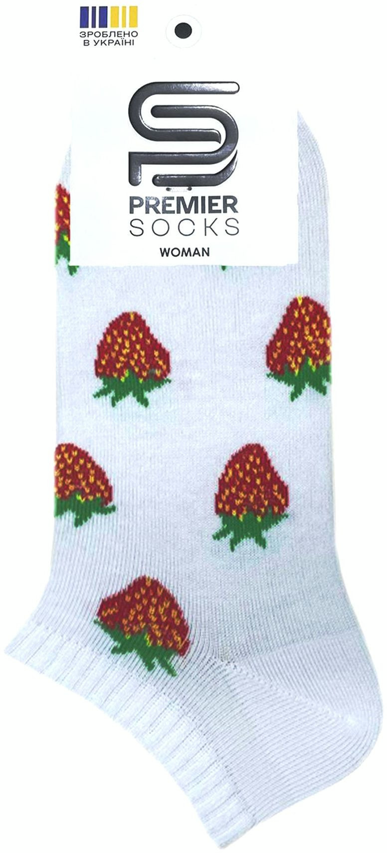 Шкарпетки жіночі Premier Socks 36-40 1 пара білі з принтом Полуниця (4820163318950)фото2