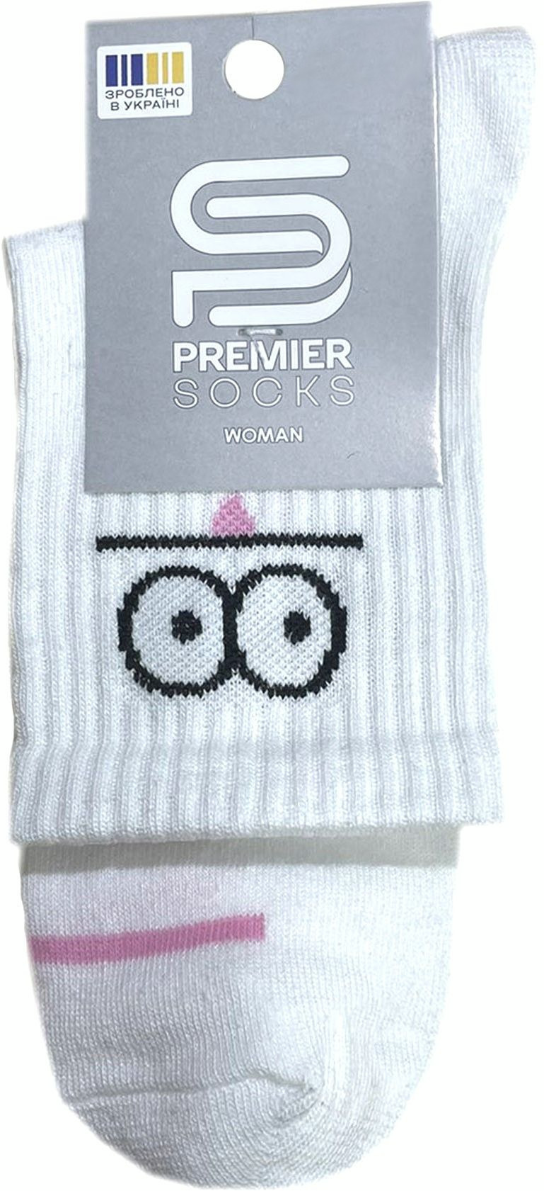 Шкарпетки жіночі Premier Socks 36-40 1 пара білі з принтом Смайл (4820163319056)фото2