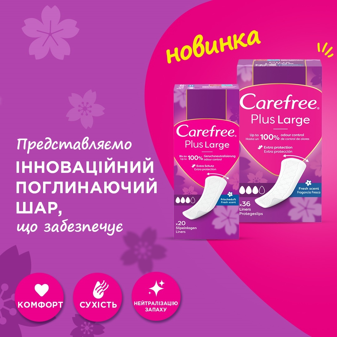 Щоденні гігієнічні прокладки Carefree Plus Large Fresh 36штфото4