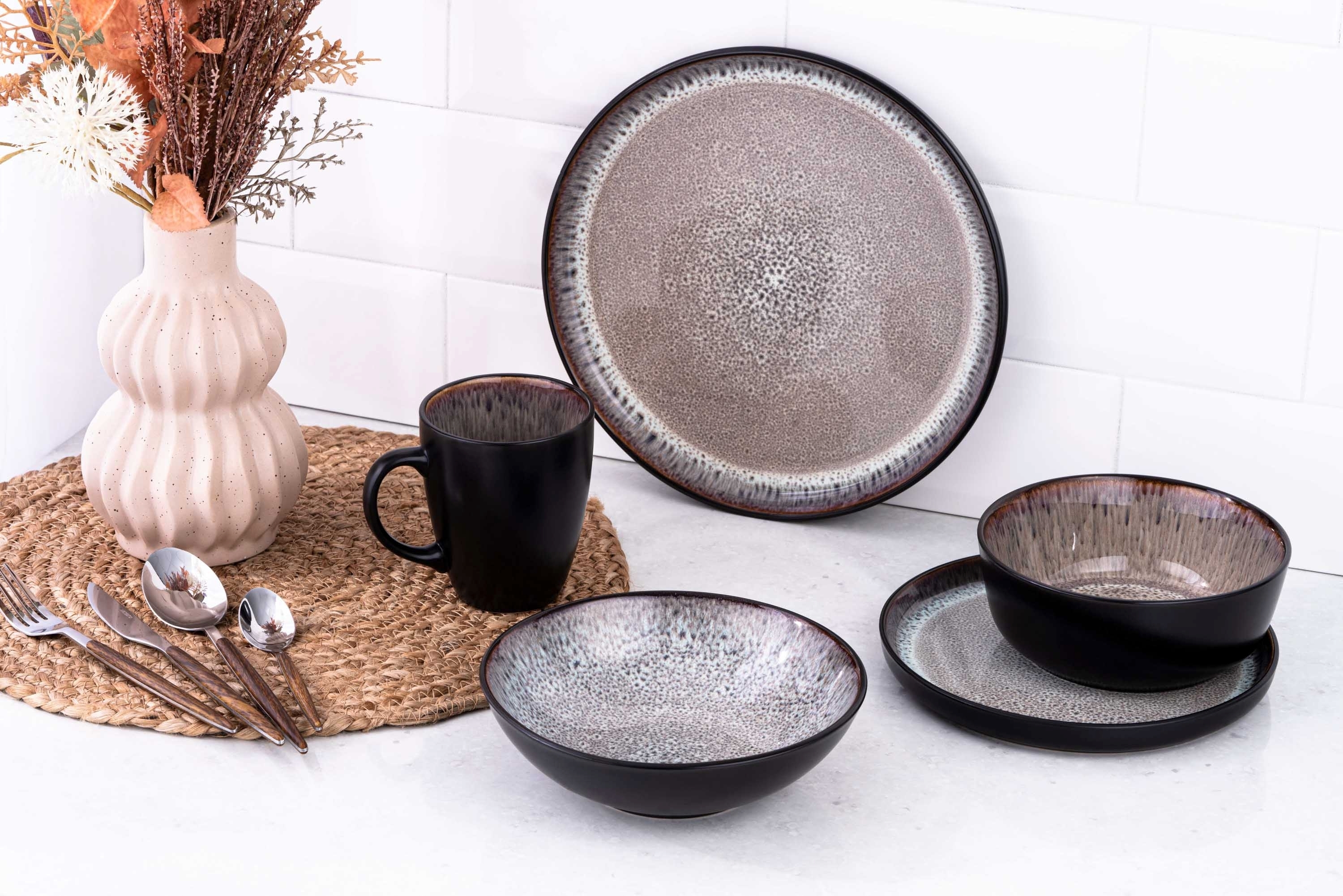 Тарілка супова ARDESTO Bolzano, 630мл, 18см, чорно-коричневий (AR2918BB)фото5