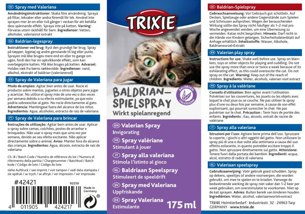 Спрей для котів Trixie з валеріаною 175млфото2