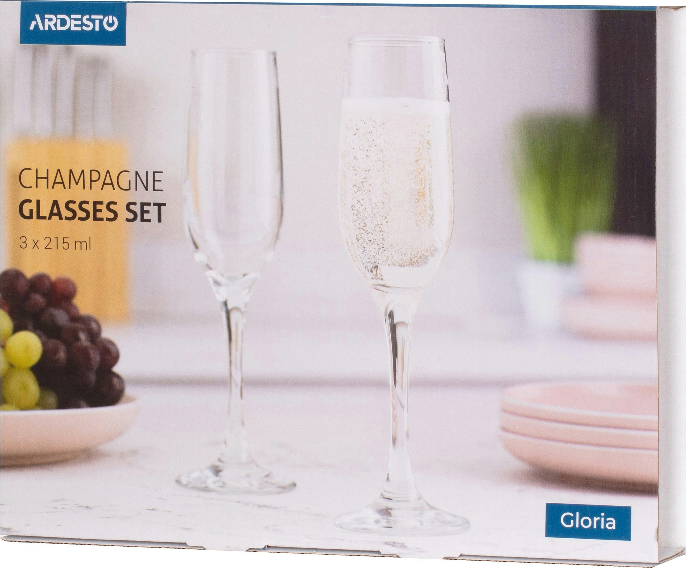 Набор бокалов для шампанского Ardesto Gloria, 3*215мл (AR2621GCT) фото 2