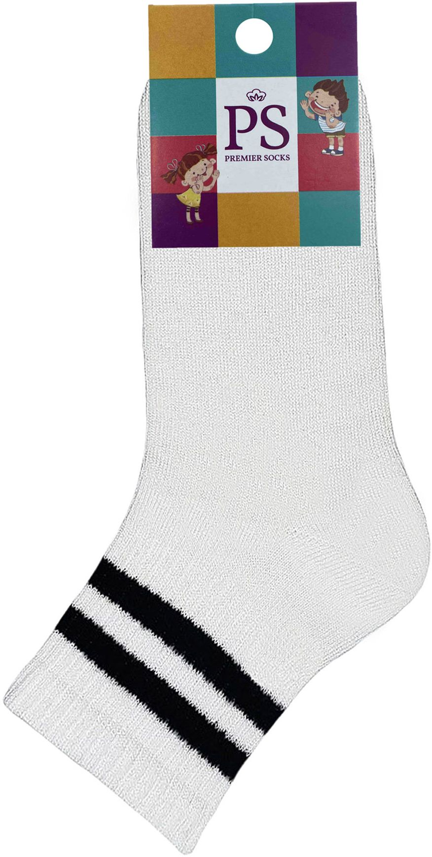 Шкарпетки дитячі Premier Socks 18-20 1 пара білі з чорними смужками (4820163320076)фото2