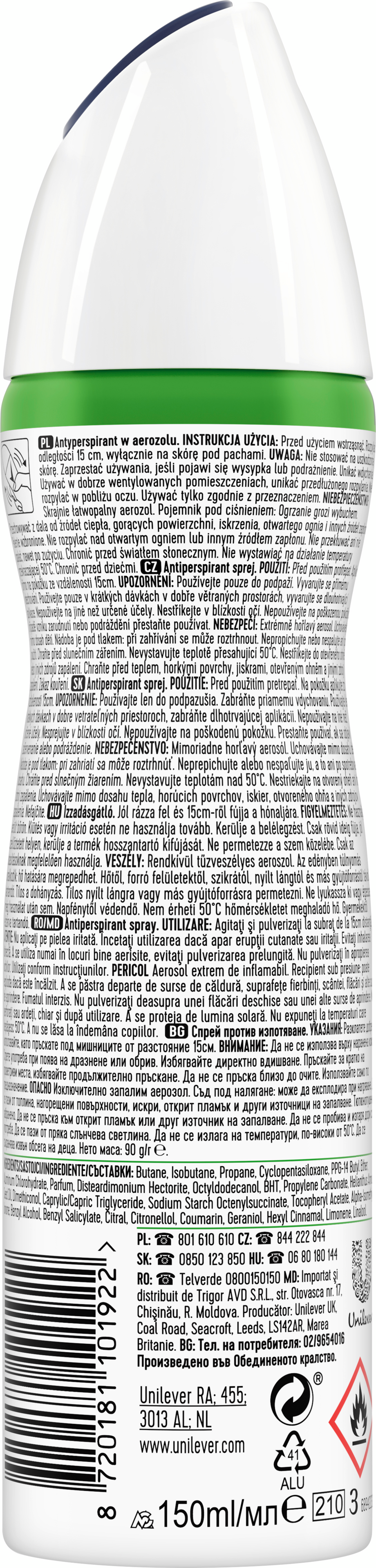 Антиперспирант-аэрозоль Rexona Невидимая на черной и белой одежде свежесть 150мл фото 4