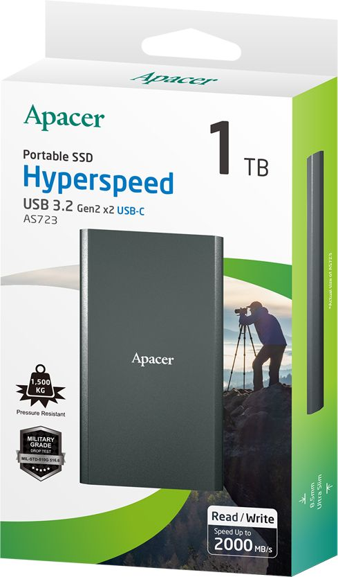 Портативный SSD Apacer 1TB USB 3.2 Gen 2x2 Type-C AS723 фото 2