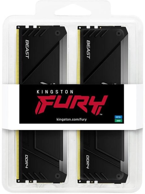 Память для ПК Kingston DDR4 32GB KIT (16GBx2) 2666 FURY Beast RGB фото 7