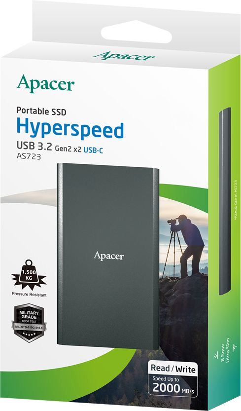 Портативний SSD Apacer 500gb USB 3.2 Gen 2x2 Type-C AS723фото2