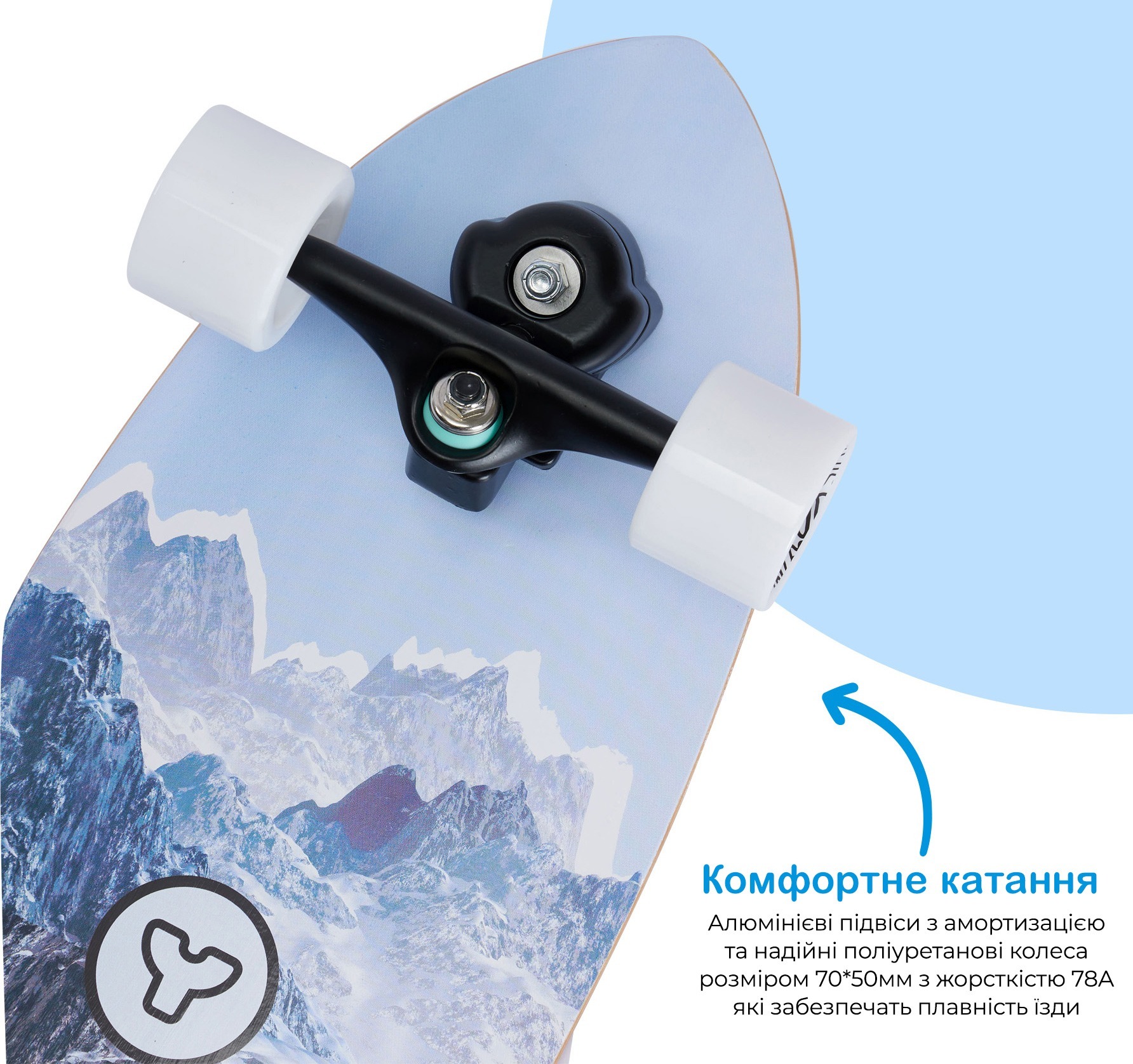 Скейтборд YVolution Dynamo Cruiser LED 76см, синий (YS52B2) фото 6