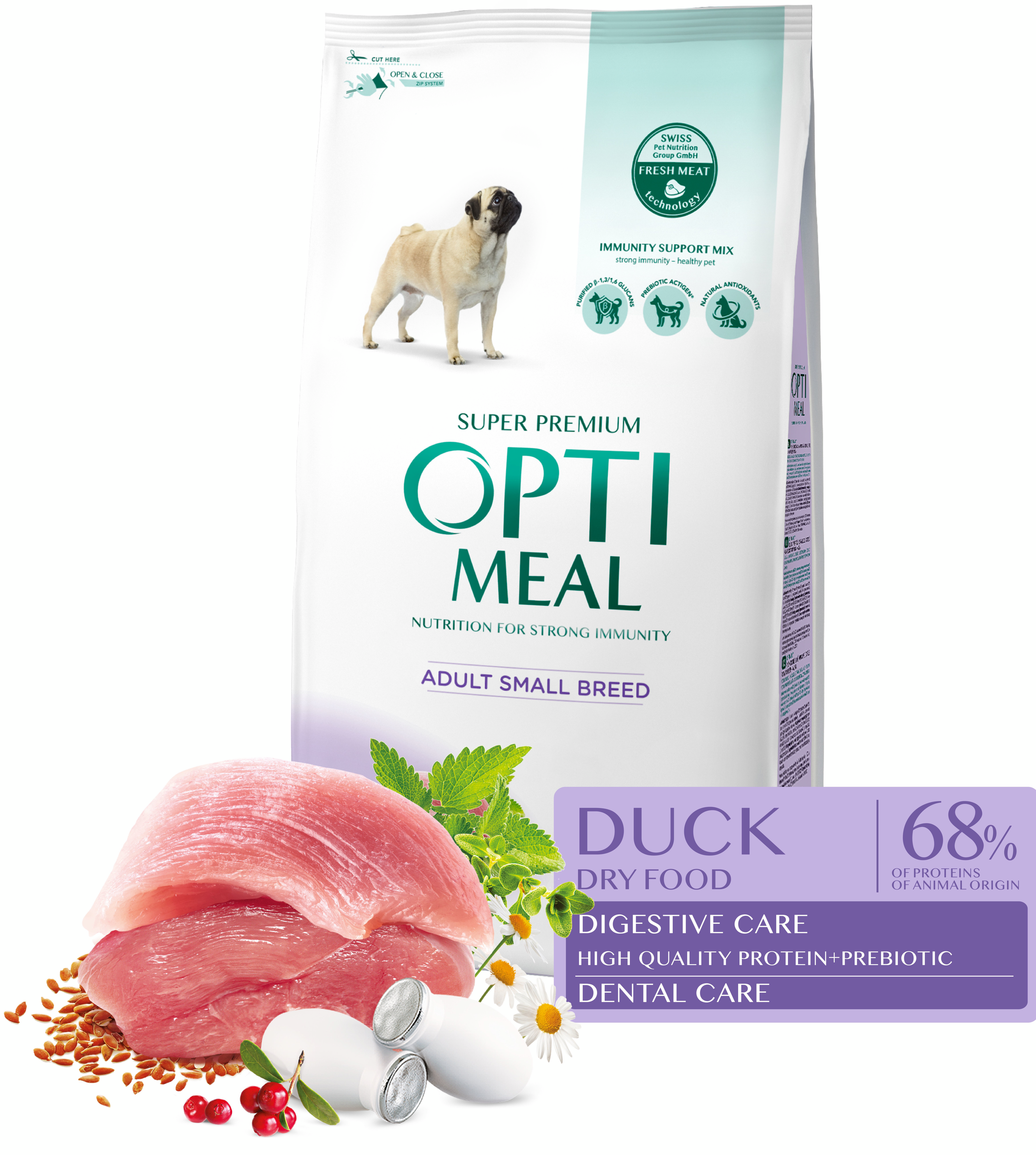 Сухой корм Optimeal для взрослых собак малых пород с уткой 1.5 кг (B1721501) фото 3