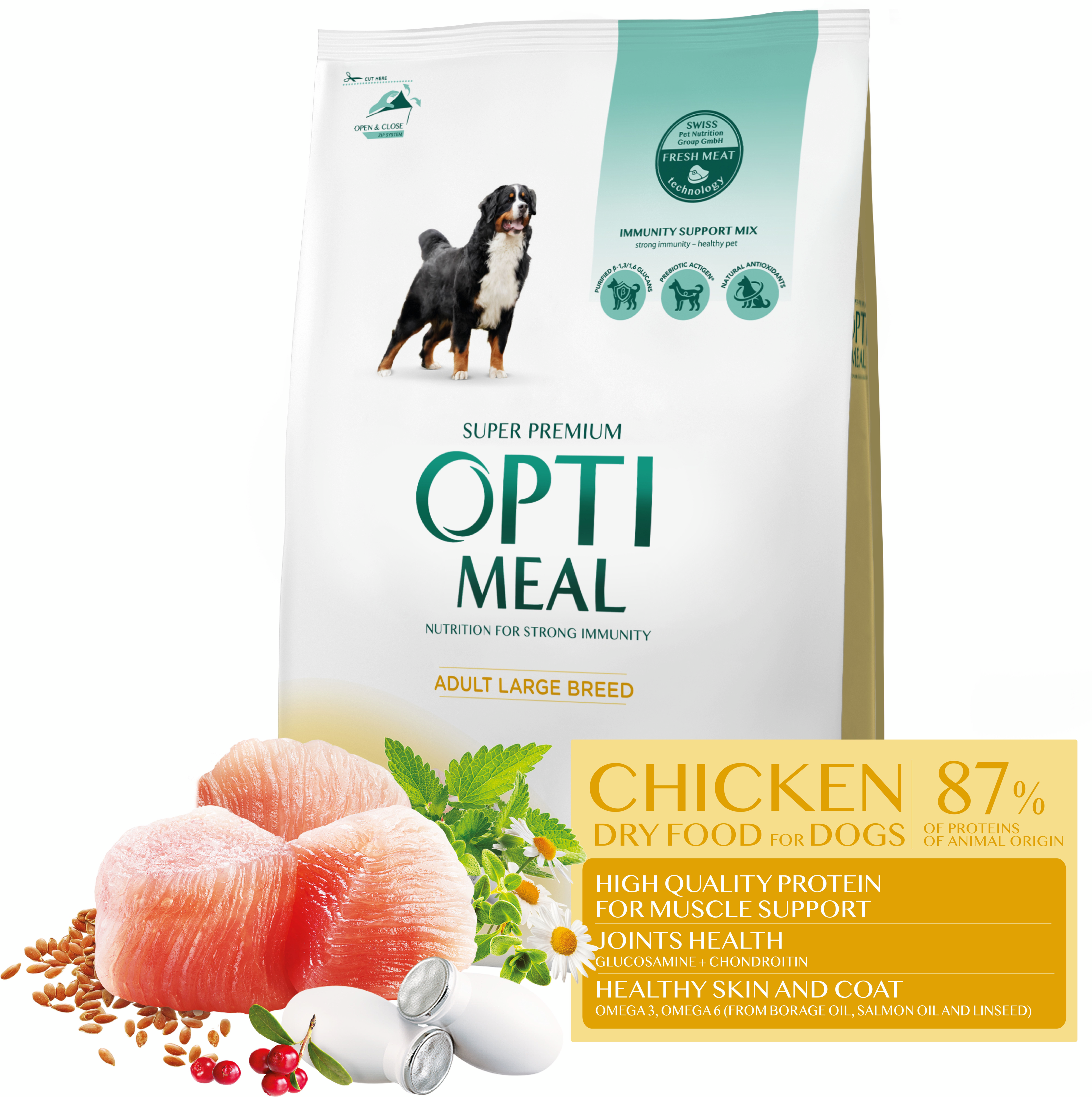 Сухой корм Optimeal для взрослых собак больших пород с курицей 4кг (B1760601) фото 3