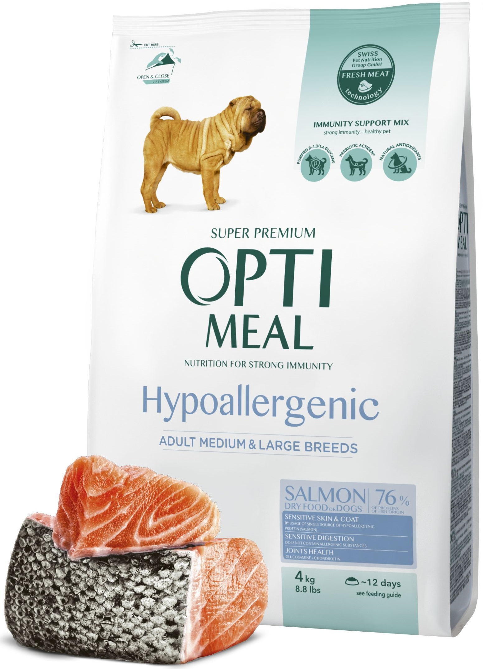 Сухой гипоаллергенный корм Optimeal для взрослых собак средних и крупных пород с лососем 4кг (B1761701) фото 2