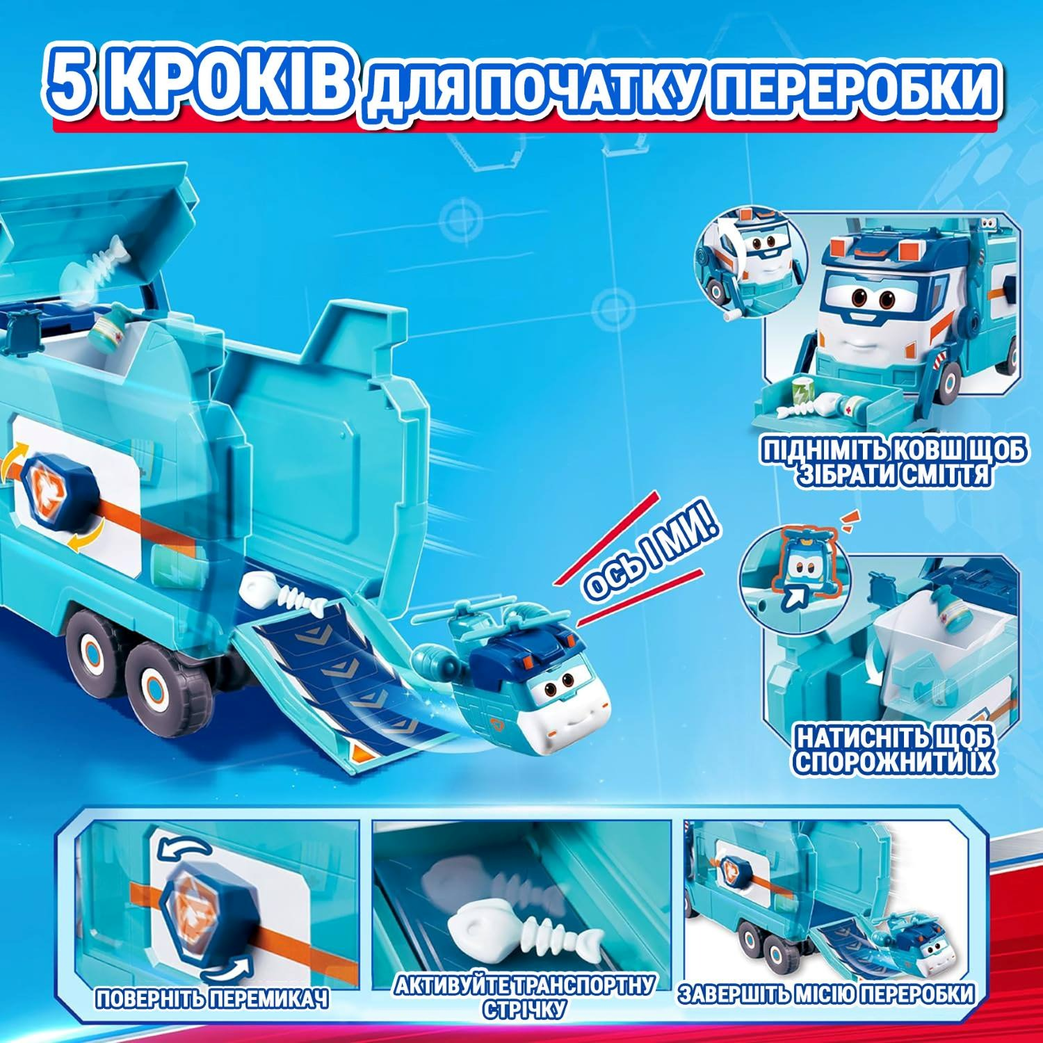 Ігровий набір Super Wings Вантажівка Марка для сміття та прибирання (EU770854)фото6