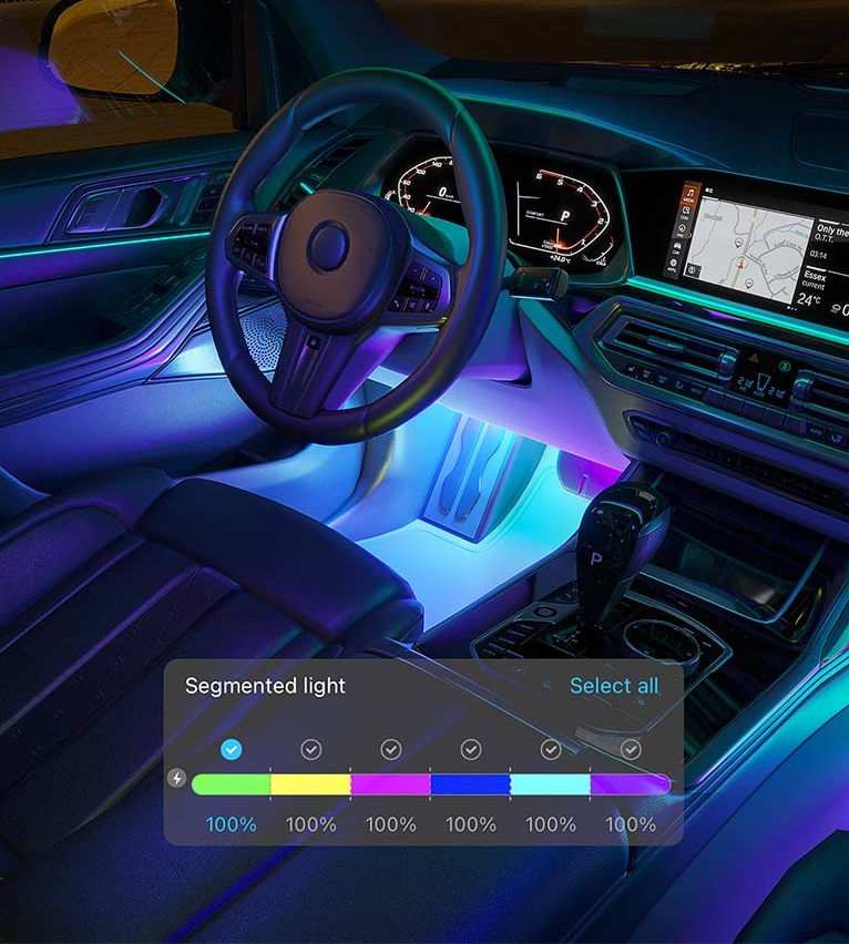 Набір розумного підсвічування для автомобіля Govee H7090 Interior Car Lights, RGBIC, Bluetooth, Black (H70900D2)фото