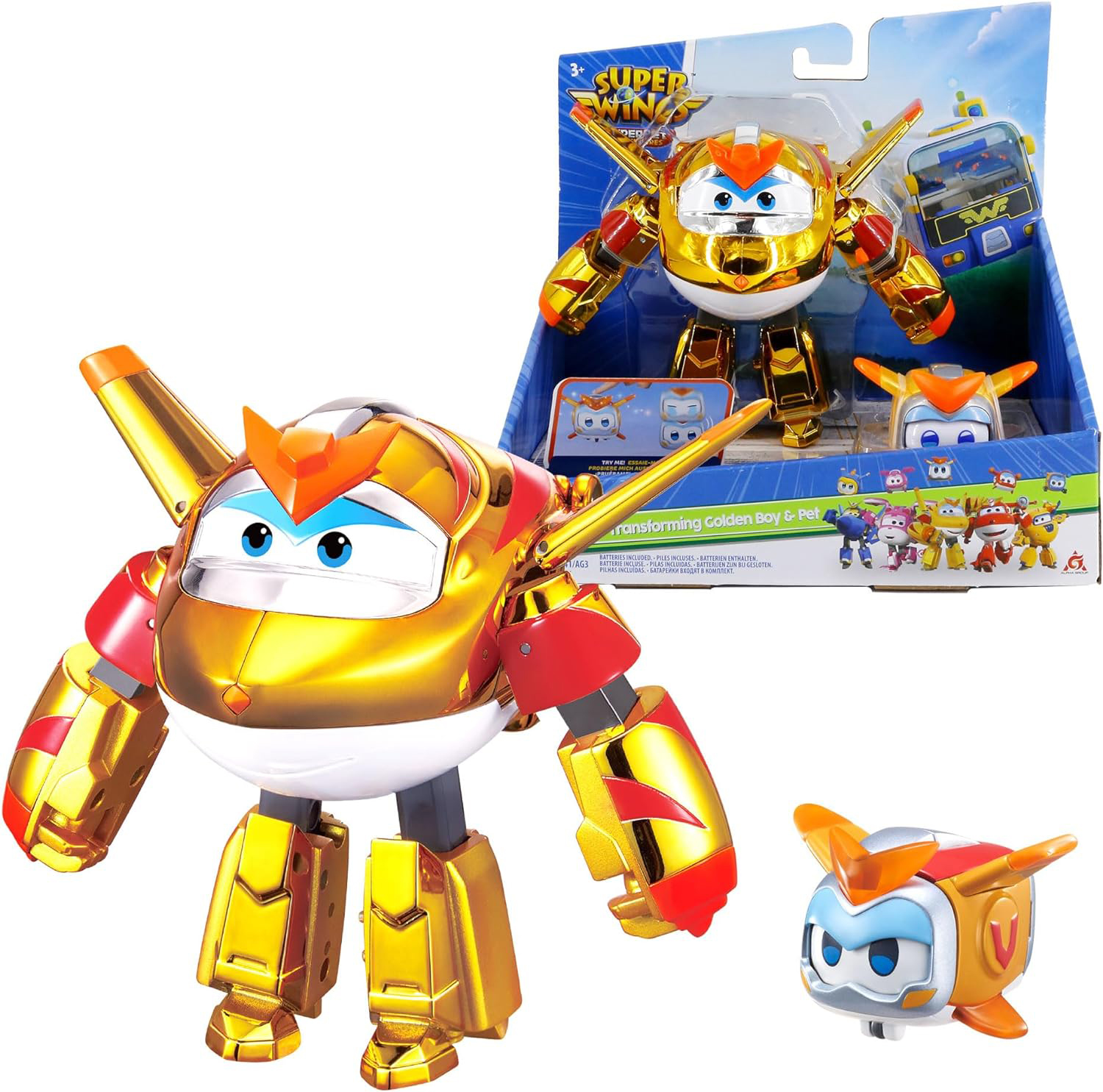 Игровой набор Super Wings Transforming Золотой Мальчик и любимец (EU770441) фото 3