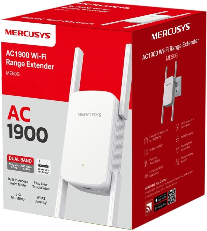 Повторитель Wi-Fi сигнала MERCUSYS ME50G AC1900 1хGE LAN ext. ant x4 фото 3