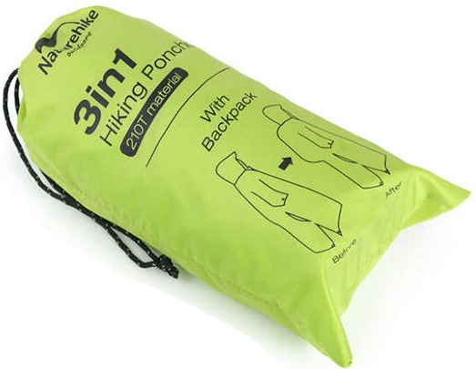 Пончо-дождевик 3 в 1 Naturehike NH17D003-M, 20D, зеленый фото 8