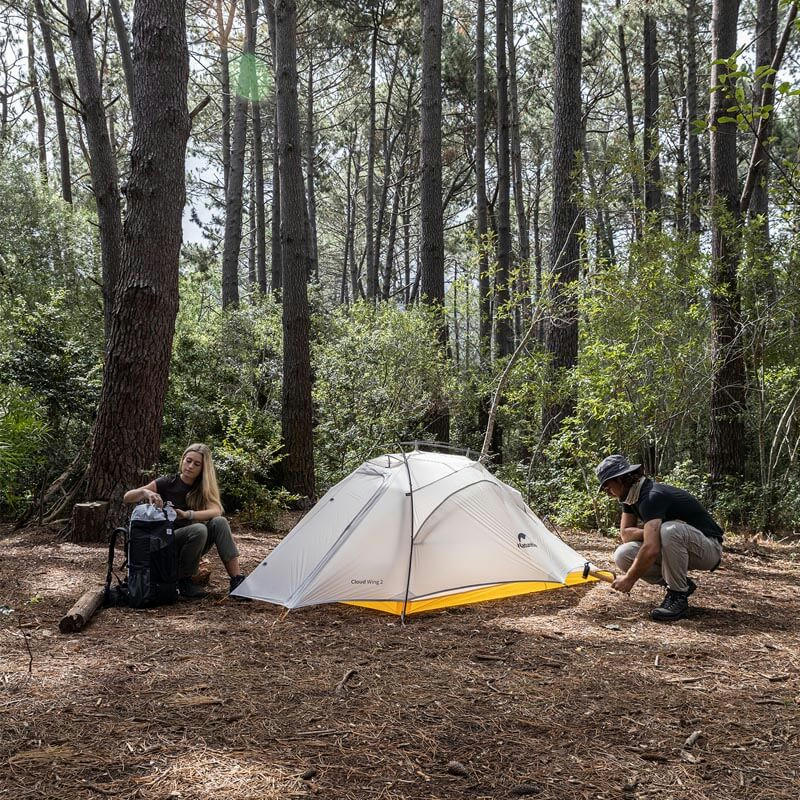 Намет надлегкий двомісний з футпринтом Naturehike Cloud Up Wing NH19ZP083, 15D, сіро-блакитнийфото10