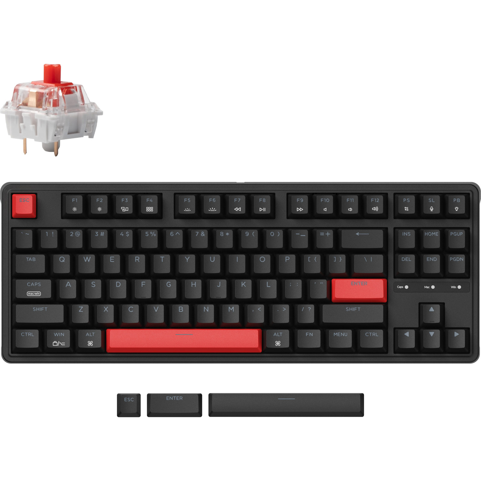 Клавиатура Keychron C3 Pro 87Key, K Pro Red, USB-A, QMK, Hot-swap, EN/UKR, RGB, Black (C3PH1_KEYCHRON) фото 3