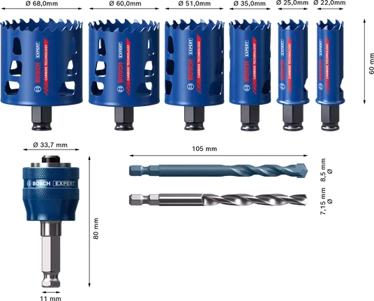 Коронки Bosch Tough Material, 22-68мм, 9 шт. (2.608.900.445)фото3